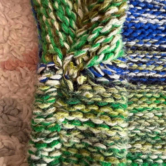 Vintage Women’s Crotchet Knit Hooded Full Zip Rainbow Sweater Retro M Whimsical - Picture 6 of 6